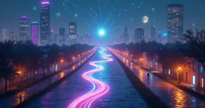 Split mystical cityscape trail comparing two psychic service platforms